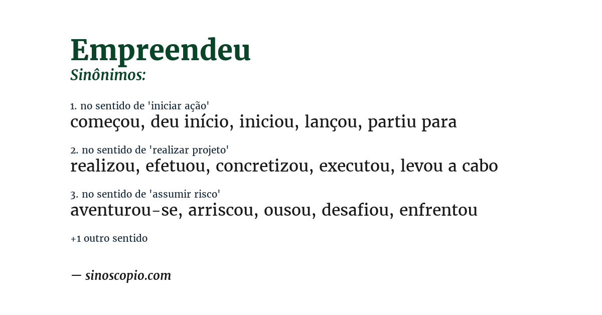 Sinônimo de empreendeu