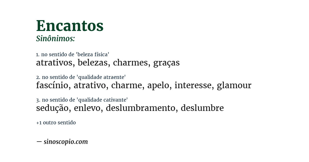 Sinônimo de encantos