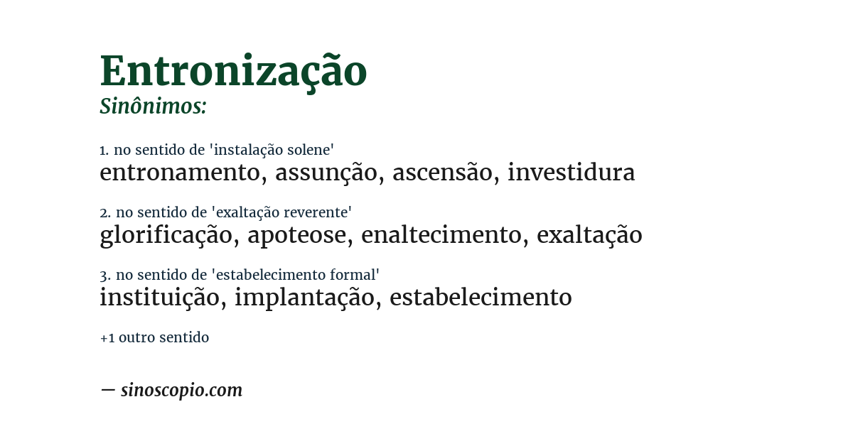 Sinônimo de entronização