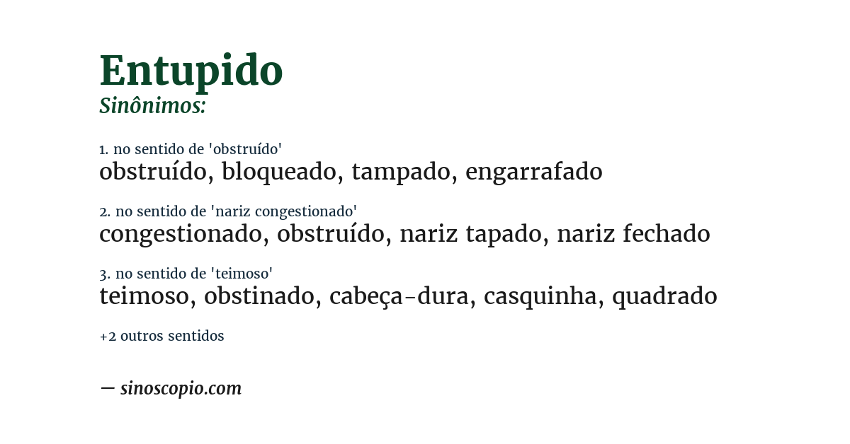 Sinônimo de entupido