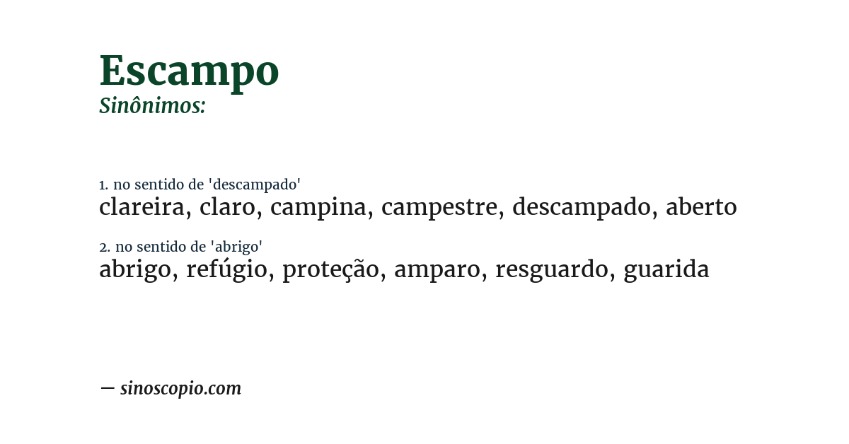 Sinônimo de escampo