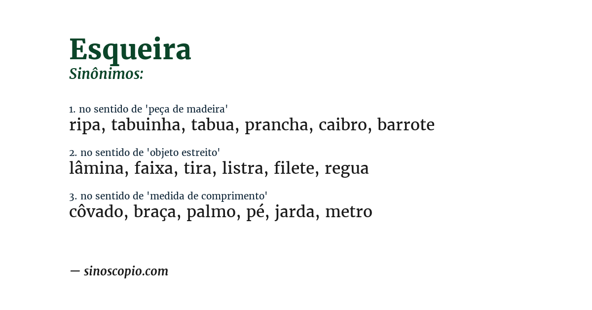 Sinônimo de esqueira