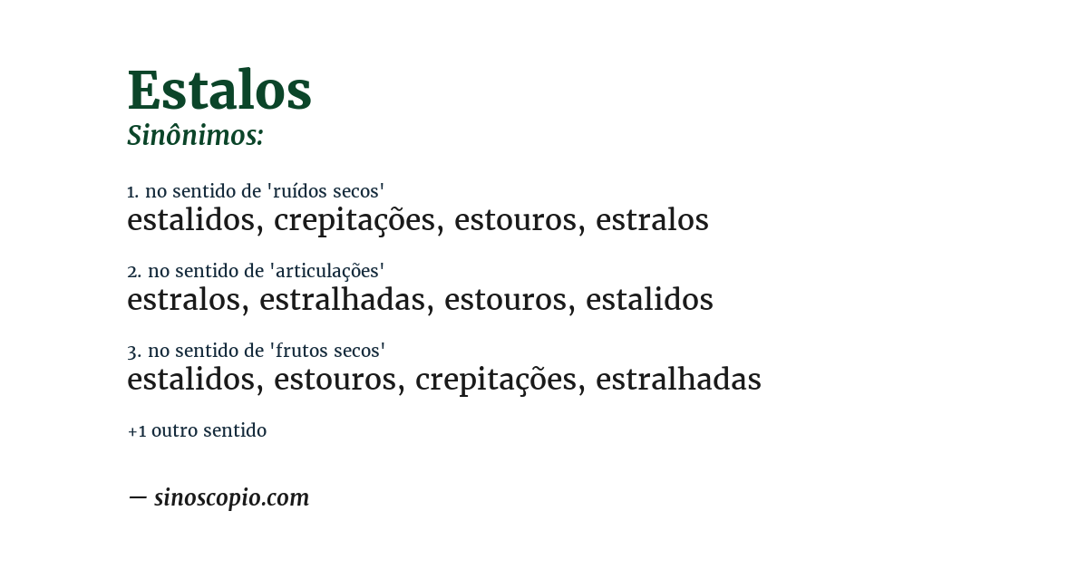 Sinônimo de estalos
