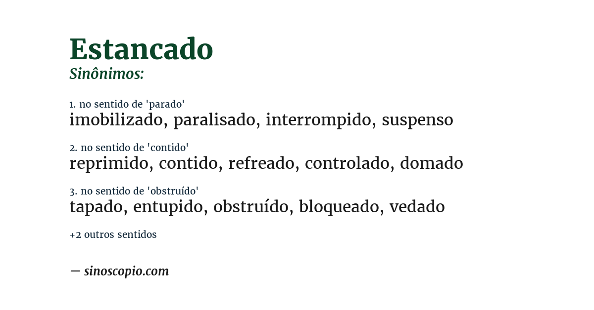 Sinônimo de estancado