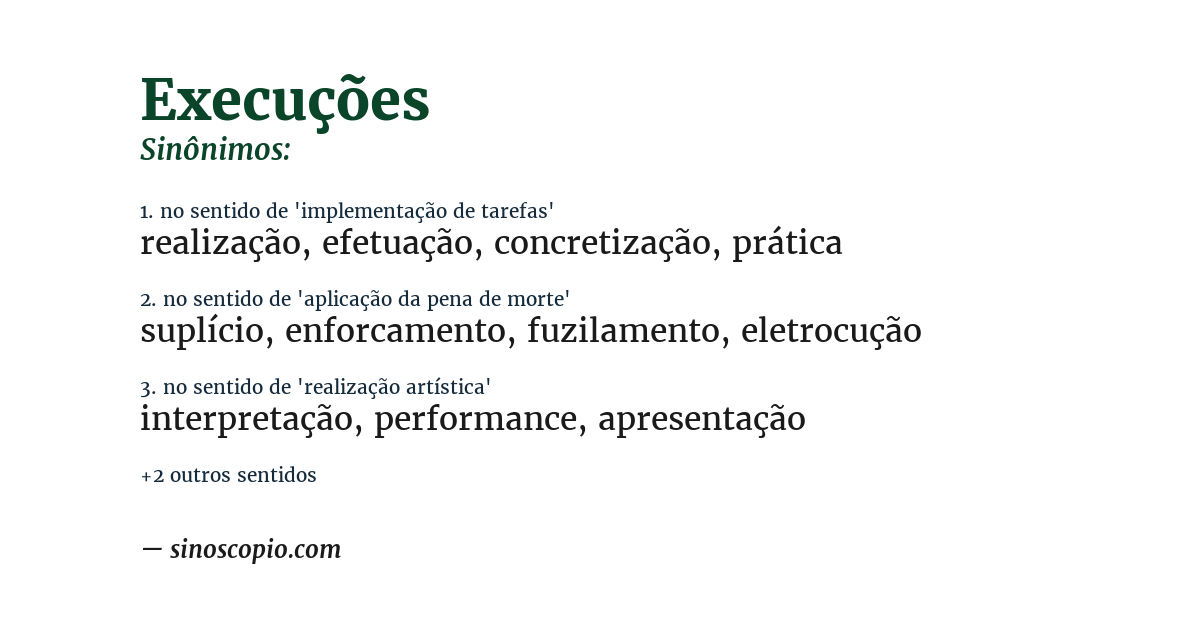 Sinônimo de execuções