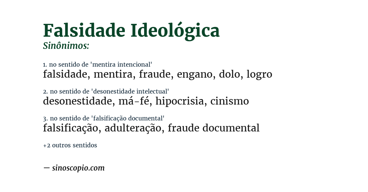 Sinônimo de falsidade ideológica