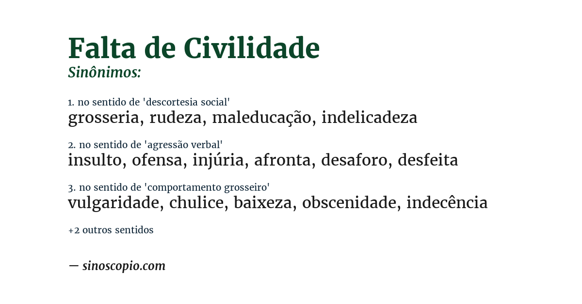 Sinônimo de falta de civilidade