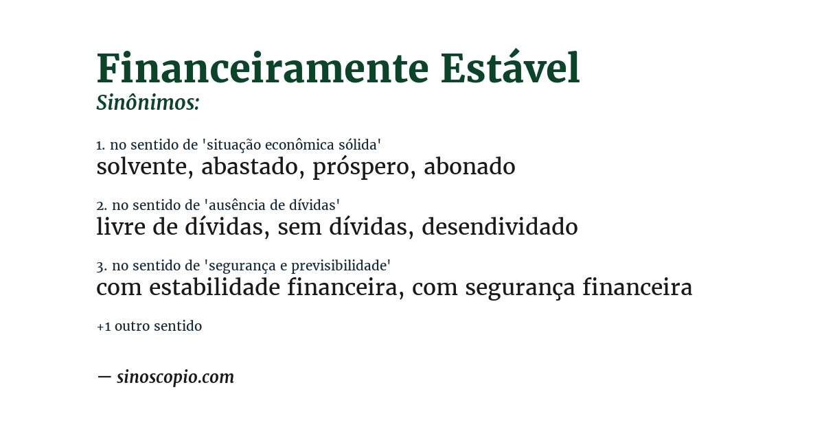 Sinônimo de financeiramente estável