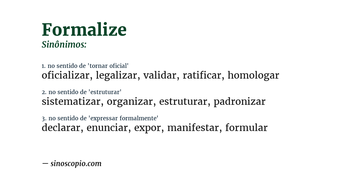 Sinônimo de formalize