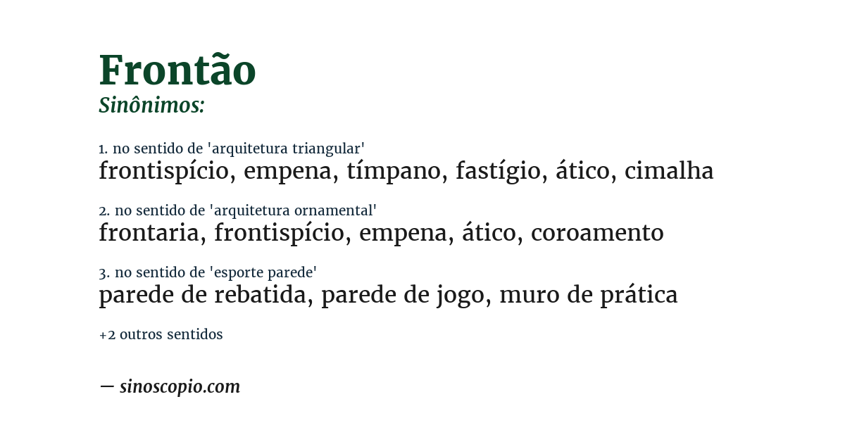 Sinônimo de frontão