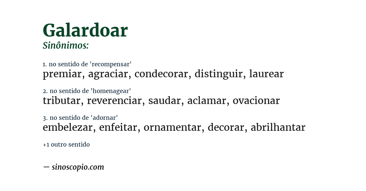 Sinônimo de galardoar