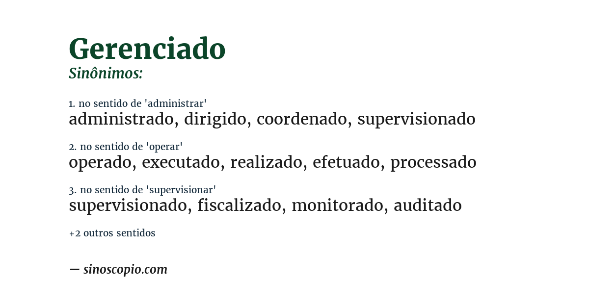 Sinônimo de gerenciado