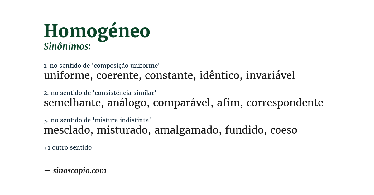 Sinônimo de homogéneo