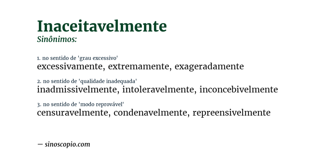 Sinônimo de inaceitavelmente