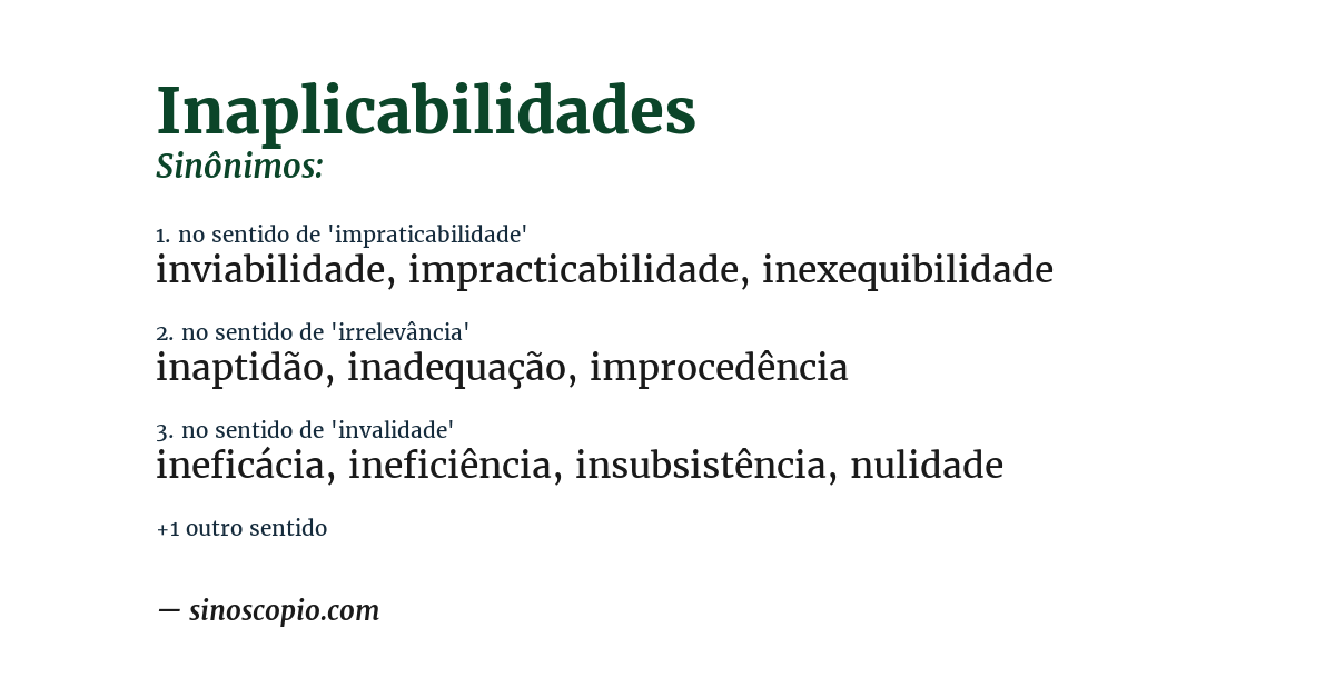Sinônimo de inaplicabilidades