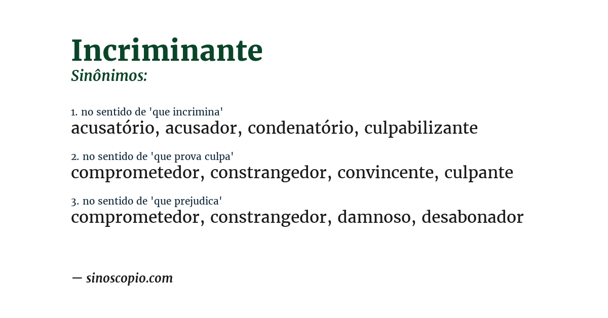 Sinônimo de incriminante