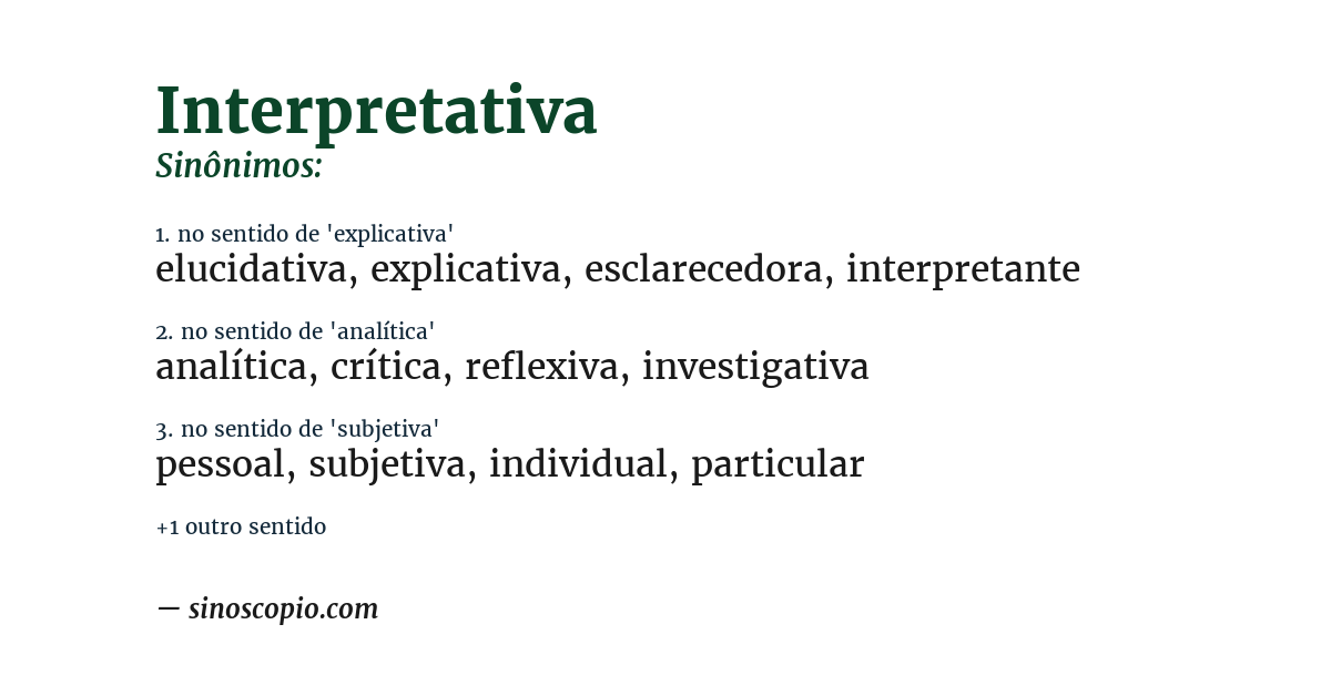 Sinônimo de interpretativa