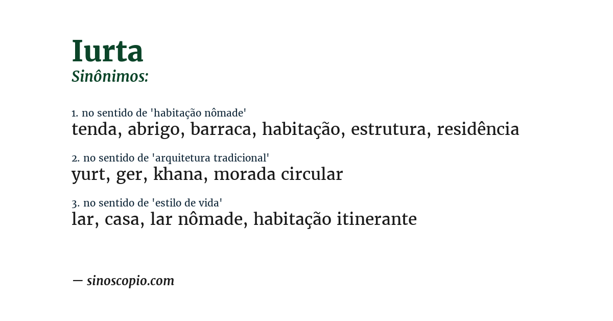 Sinônimo de iurta