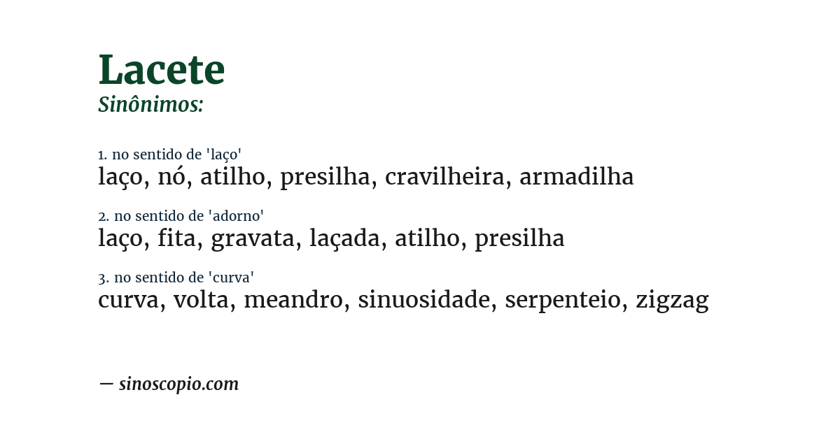 Sinônimo de lacete