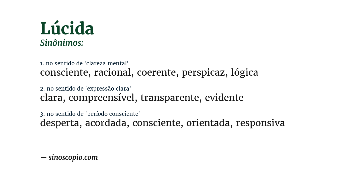 Sinônimo de lúcida