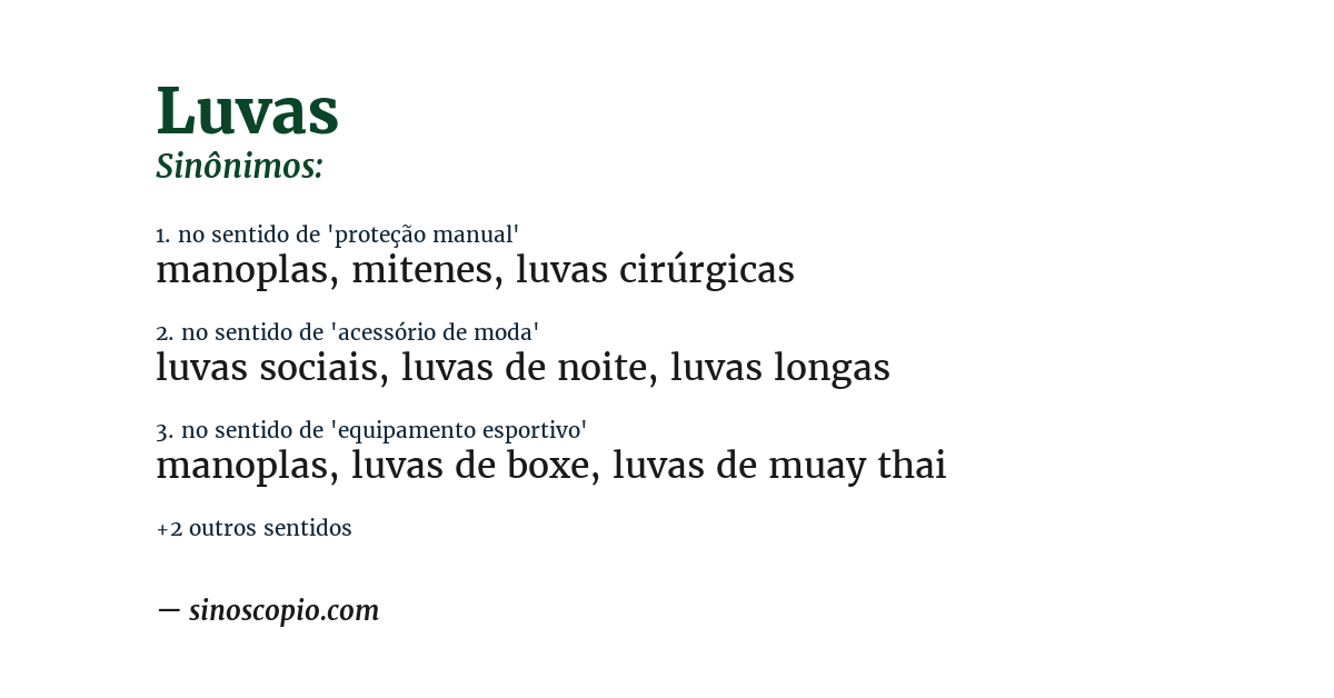 Sinônimo de luvas
