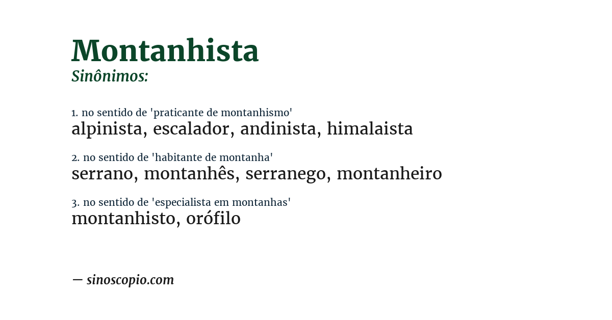 Sinônimo de montanhista