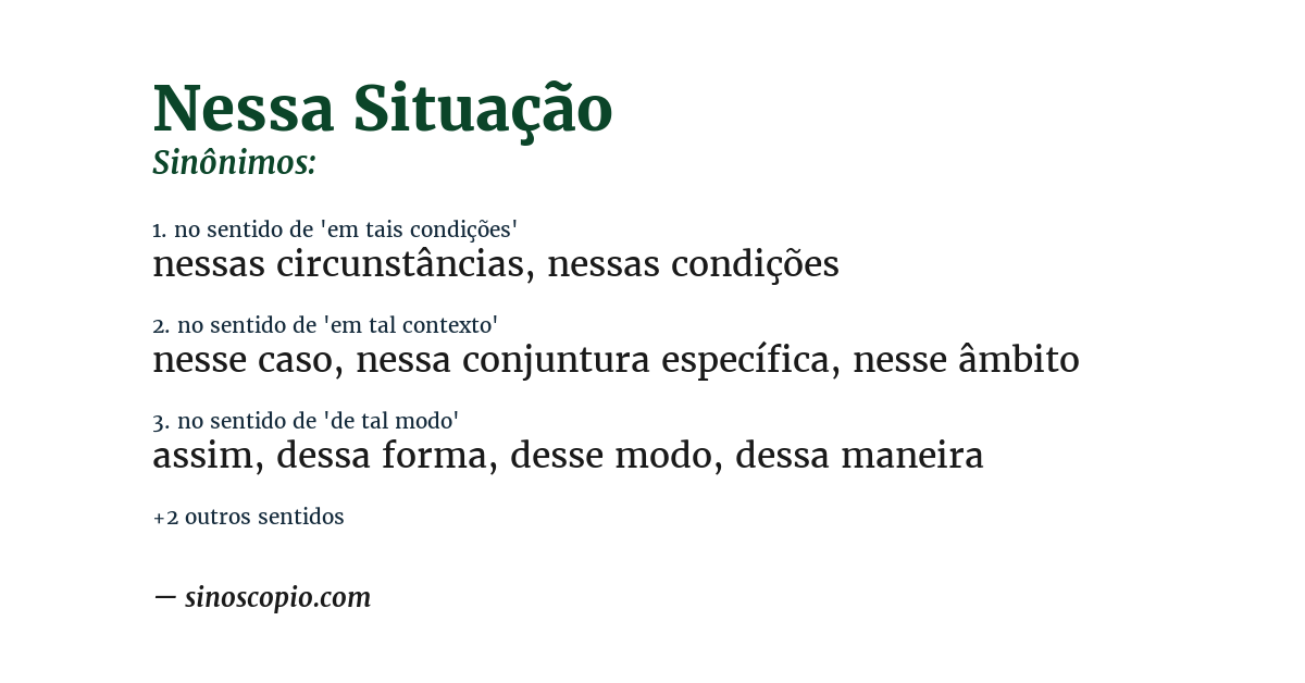 Sinônimo de nessa situação