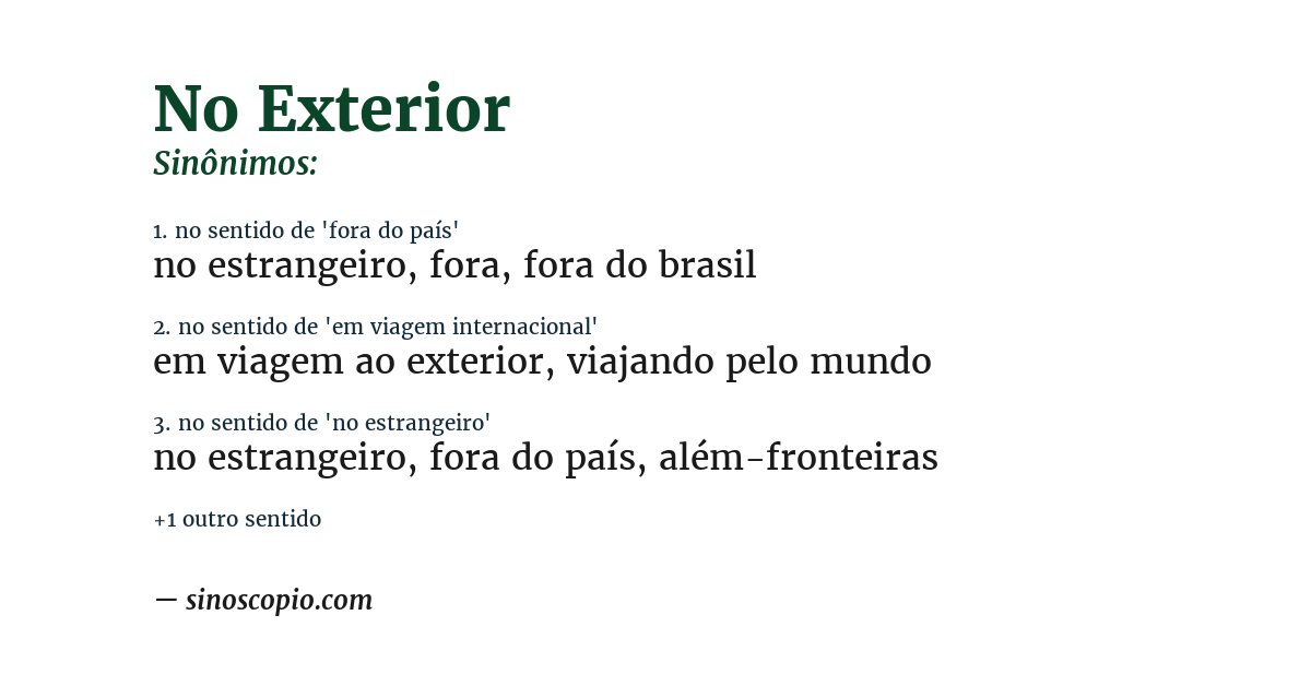 Sinônimo de no exterior