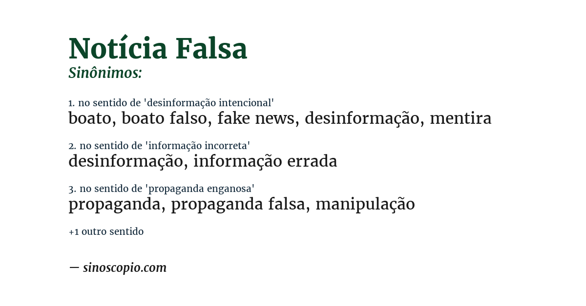 Sinônimo de notícia falsa