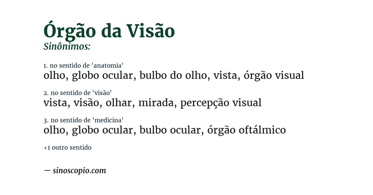 Sinônimo de órgão da visão