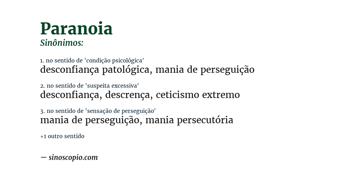 Sinônimo de paranoia