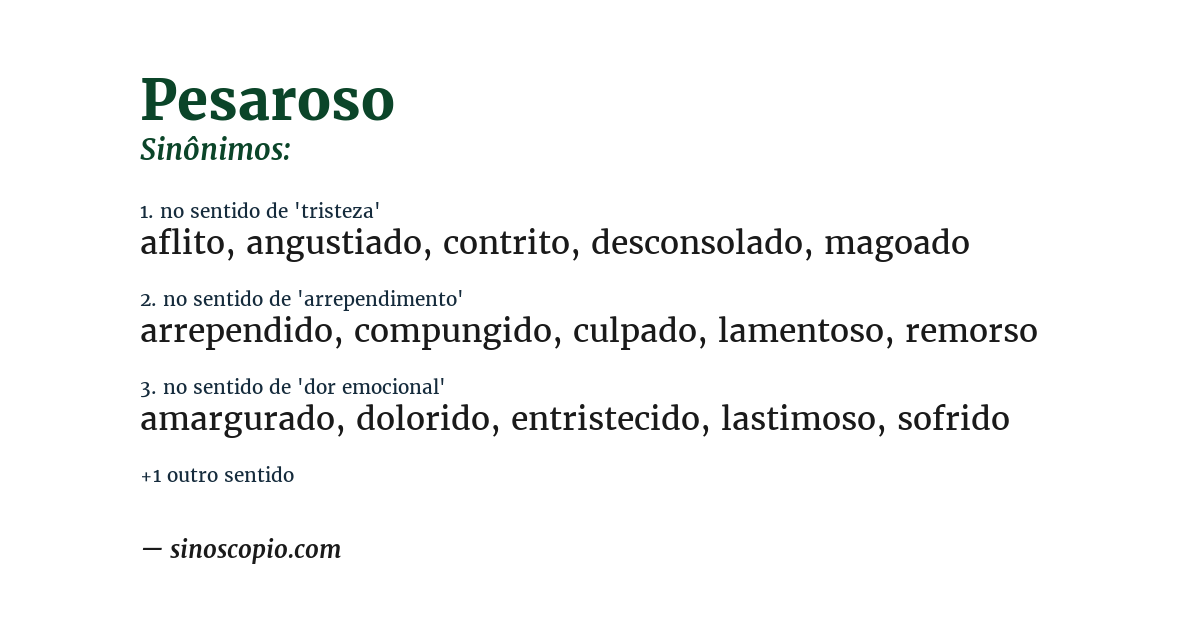 Sinônimo de pesaroso