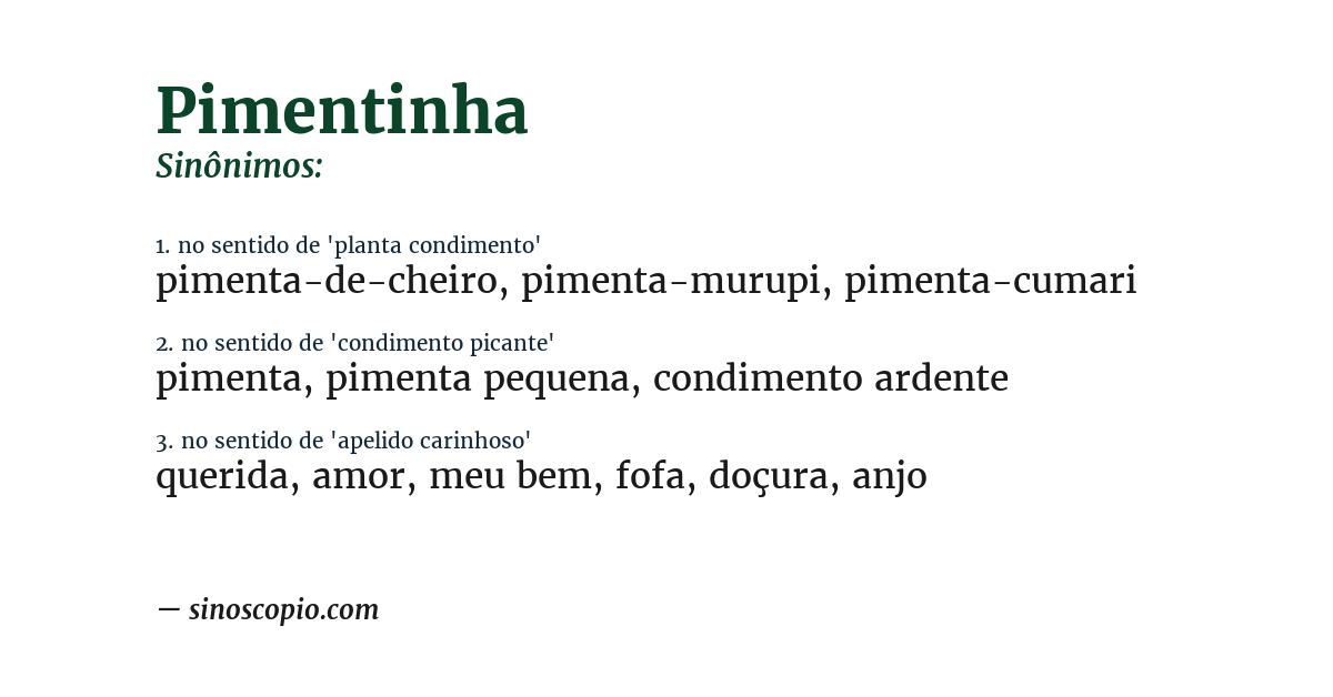 Sinônimo de pimentinha