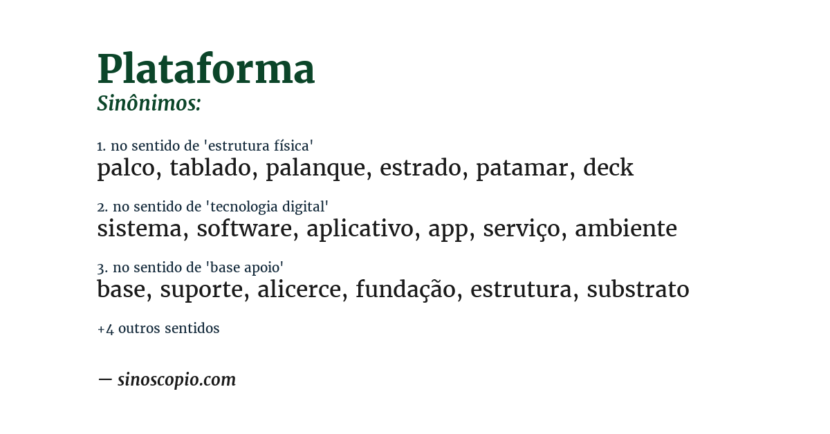 Sinônimo de plataforma