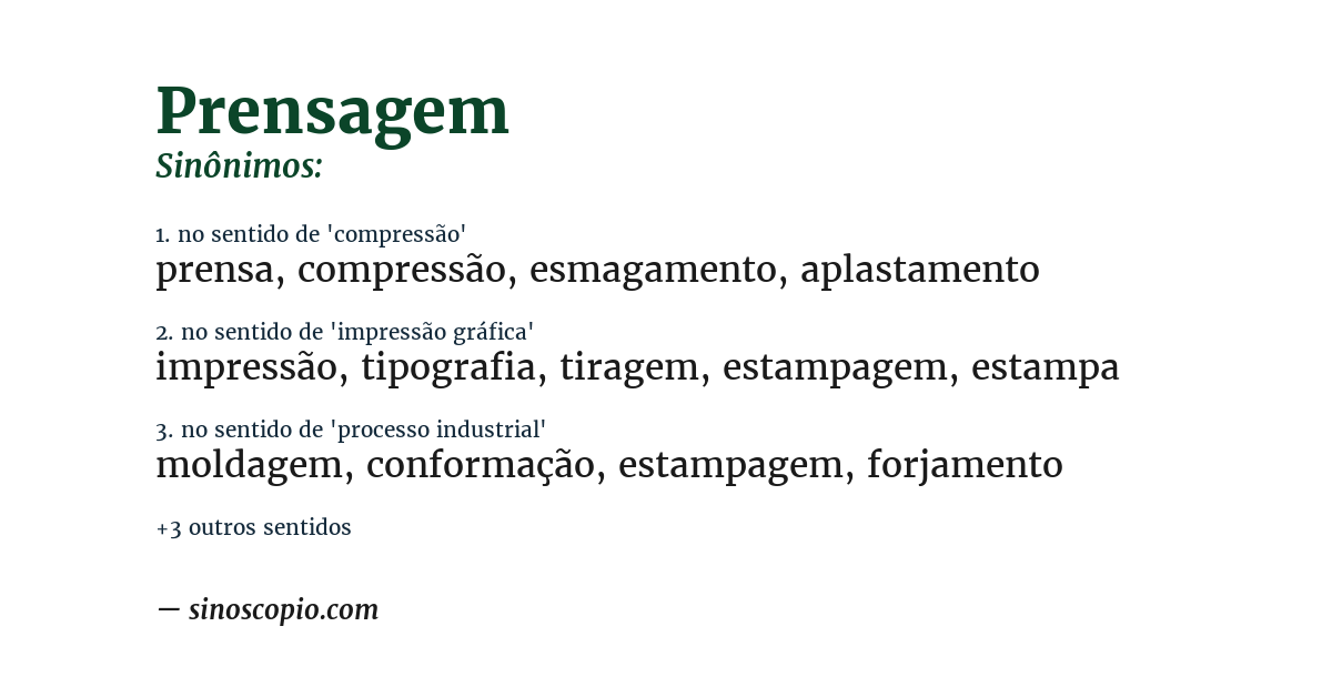 Sinônimo de prensagem