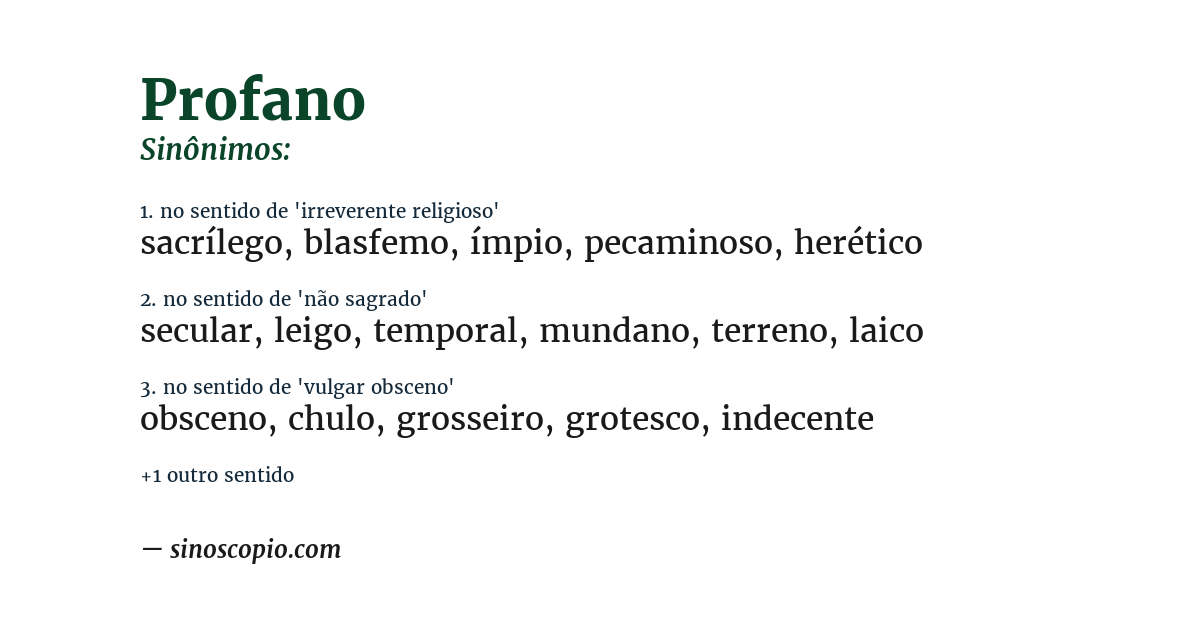 Sinônimo de profano
