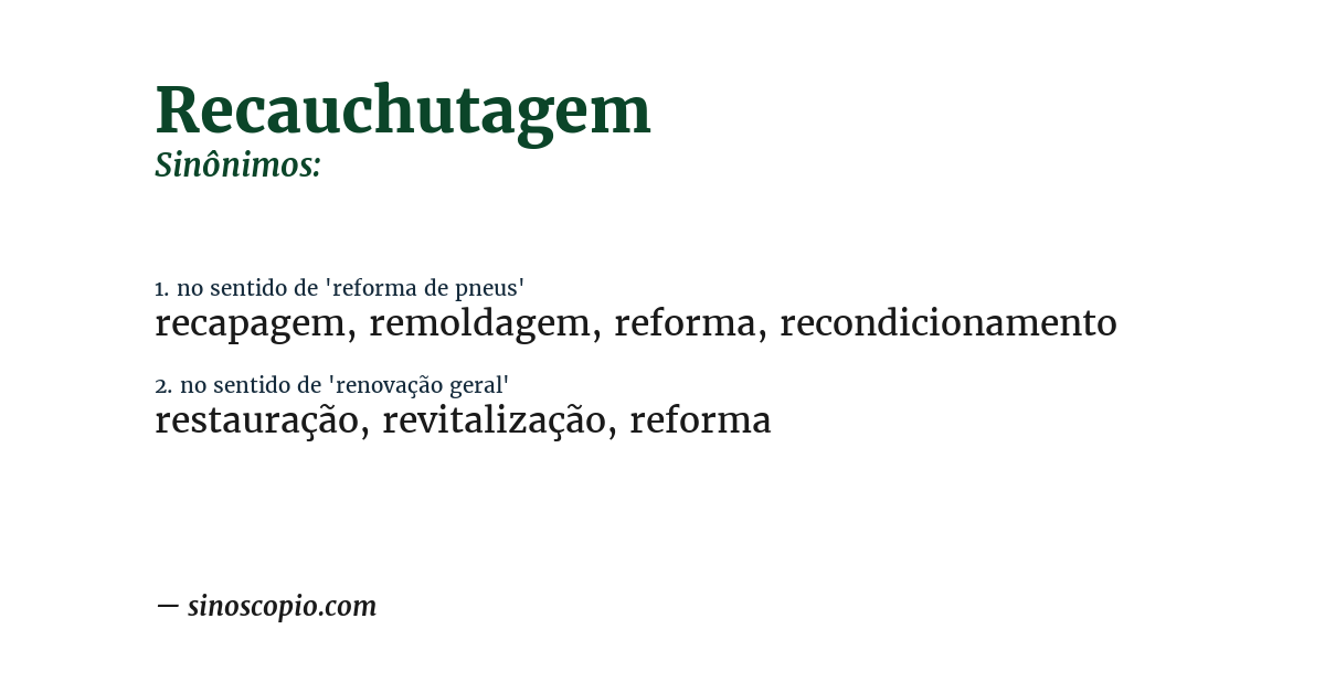 Sinônimo de recauchutagem