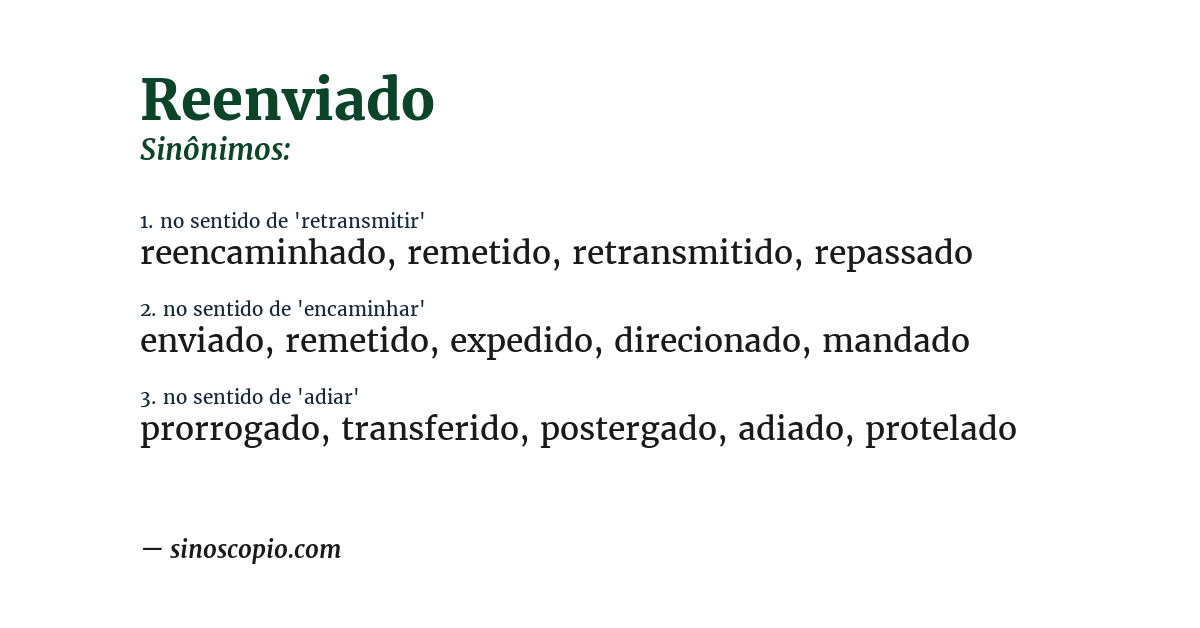 Sinônimo de reenviado