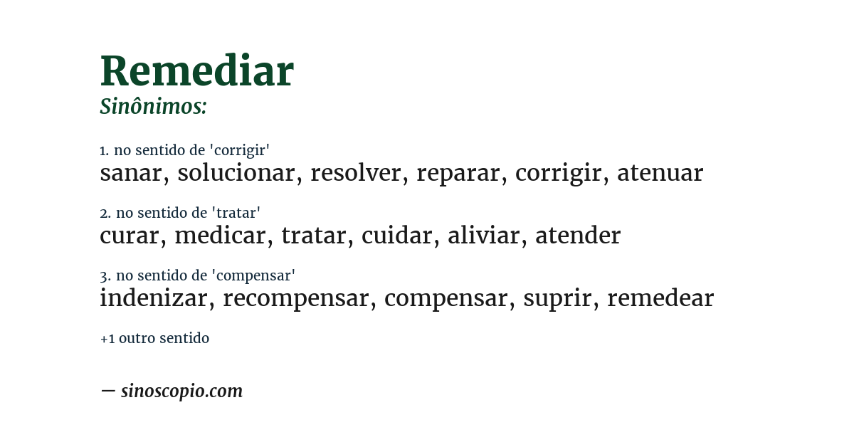 Sinônimo de remediar
