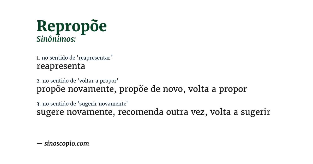 Sinônimo de repropõe