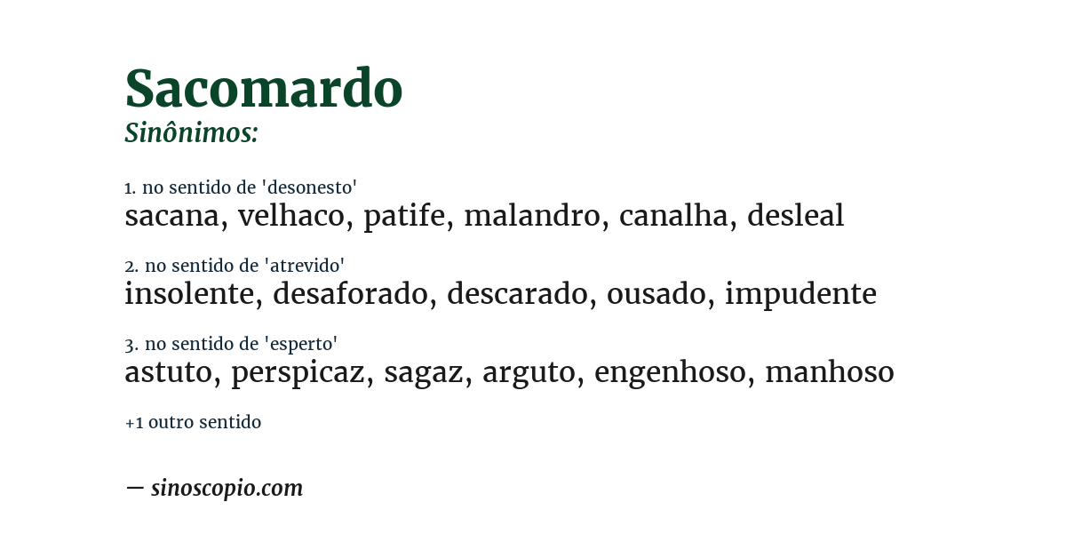 Sinônimo de sacomardo