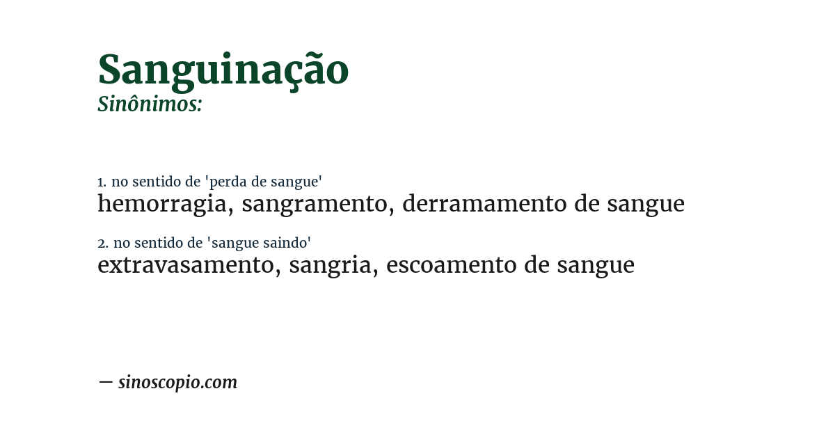 Sinônimo de sanguinação