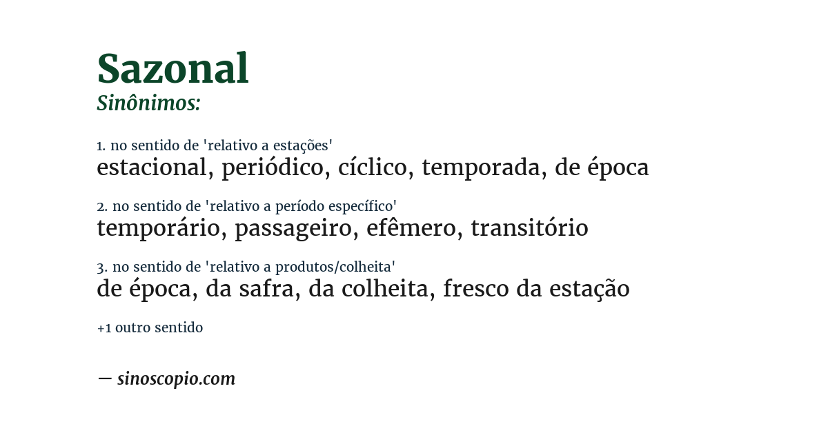 Sinônimo de sazonal