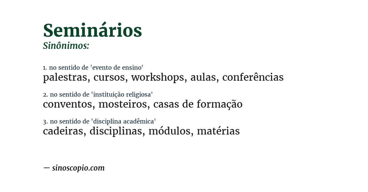 Sinônimo de seminários