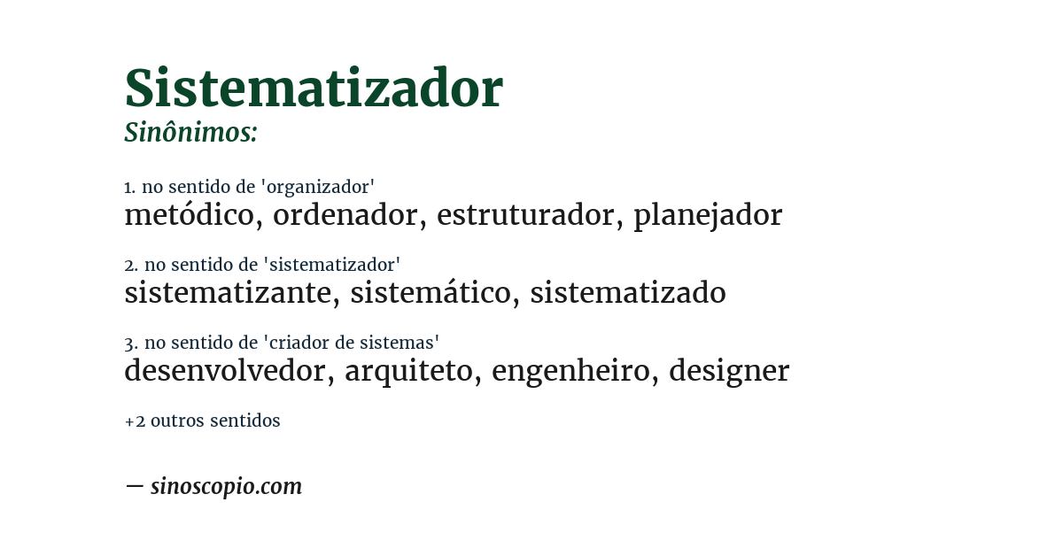 Sinônimo de sistematizador