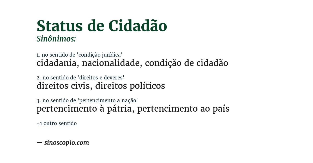 Sinônimo de status de cidadão