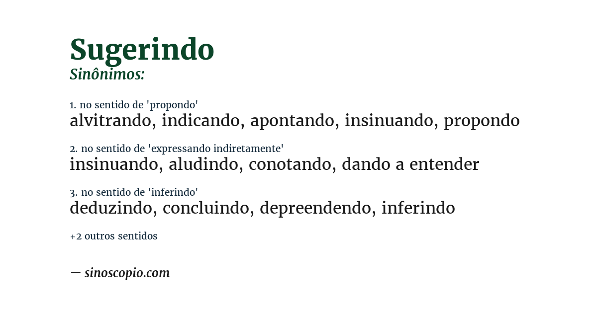 Sinônimo de sugerindo