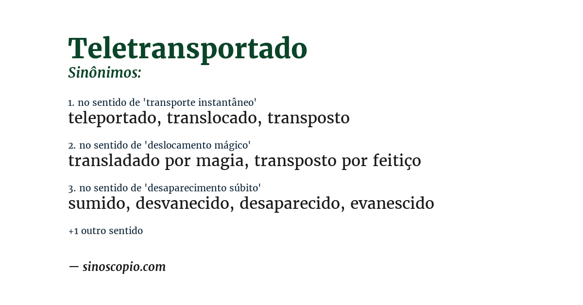 Sinônimo de teletransportado