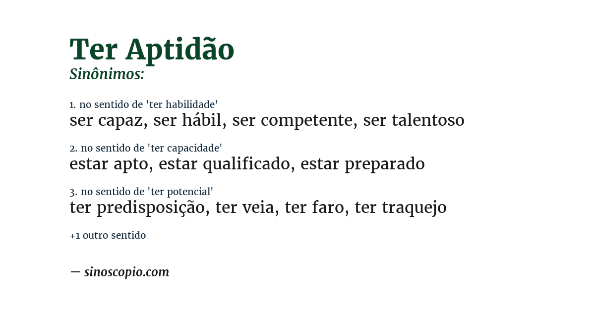 Sinônimo de ter aptidão