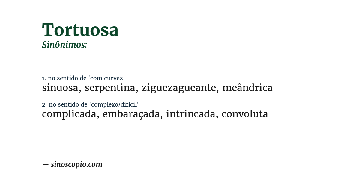 Sinônimo de tortuosa